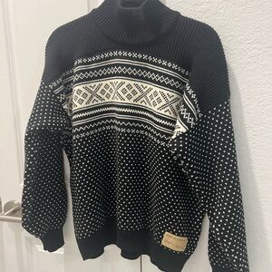 Dale of Norway Black and Cream Turtleneck Sweater